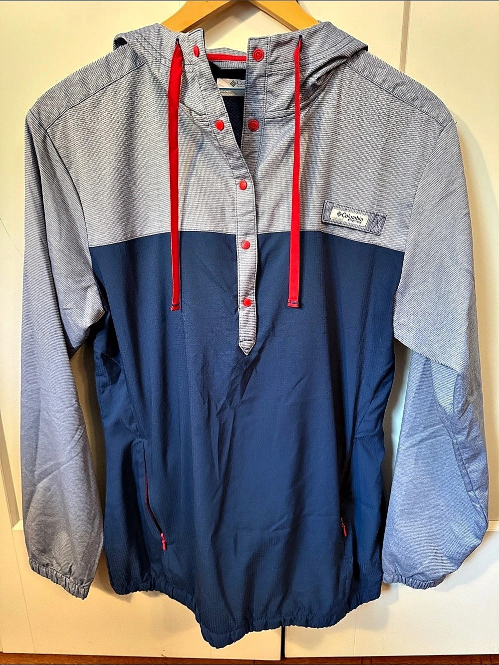 Columbia PFG Colorblock Pullover Windbreaker Blue & Gray
